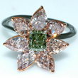 Green Diamond Flower Ring