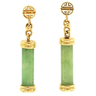 Green Gemstone Jewelry on Jade Gold Drop Earrings   Gemstone Jewelry Image