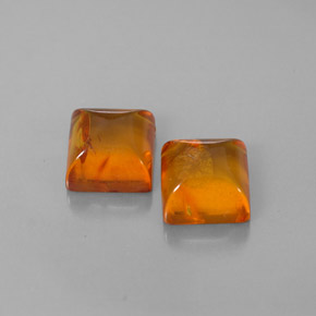 Square Cabochon Amber Pair