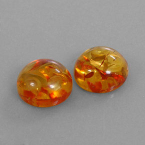 Amber Round Cabochon Pair