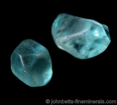 Blue Waterworn Zircon Crytals from Policemens' Knob, Queensland, Australia