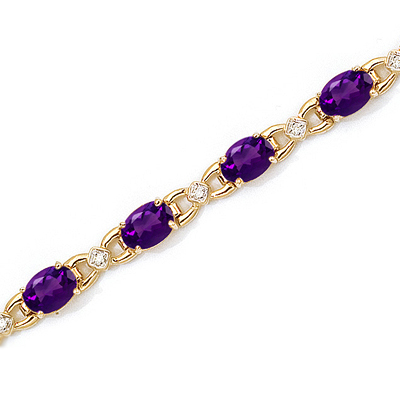 Amethyst & Diamond Gold Bracelet