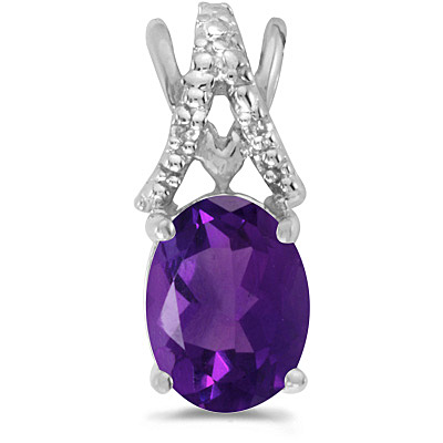 Oval Amethyst & Diamond Pendant