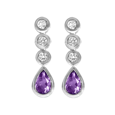 Amethyst White Topaz Silver Earrings