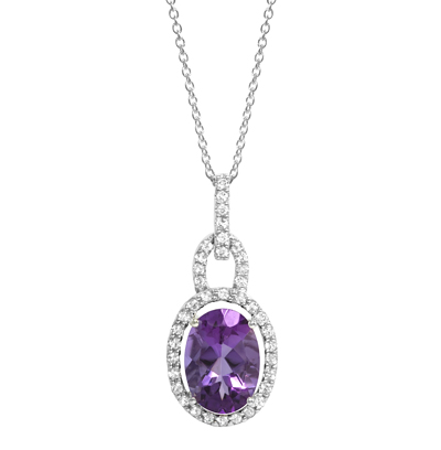 Amethyst White Topaz Silver Pendant