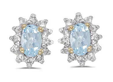 Aquamarine earrings with Diamonds