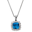 Deep Blue Topaz & Diamond Necklace