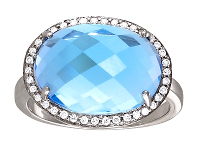 Blue Topaz and Diamond Ring