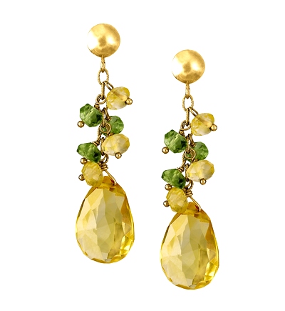 Citrine & Peridot Gold Earrings