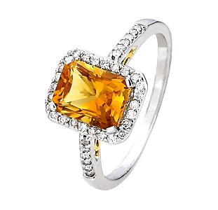 Citrine Gold Ring with Diamonds