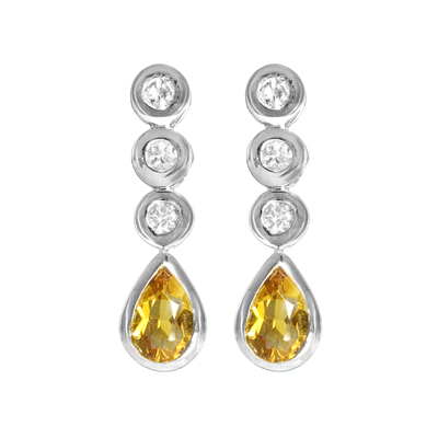 Citrine Sterling Silver Drop Earrings