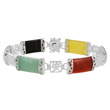 Multicolored Silver Jade Bracelet