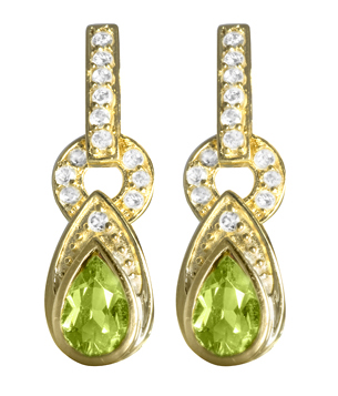 Peridot/White Topaz Dangle Earrings