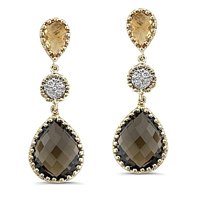 Smoky Quartz Gold Earrings