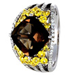 Smoky Quartz Yellow Sapphire Ring