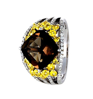 Smoky Quartz Yellow Sapphire Ring