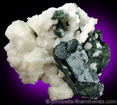 Dark Green Diopside in Albite