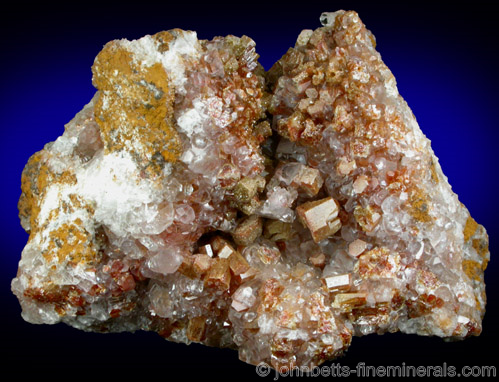 Orange-brown Vanadinite on Calcite
