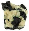 Chalcocite with Chrysocolla on Calcite from Bristol Copper Mine, Bristol, Hartford County, Connecticut