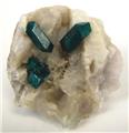 Dioptase Crystals on Quartz from Christoph Mine, Kaokoveld, Namibia