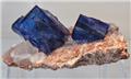 Blue Halite Crystals on Sylvite from 10th Ore Zone, Intrepid East Mine, Carlsbad, New Mexico.