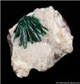 Radiating Malachite on White Calcite from Tsumeb Mine, Tsumeb, Namibia