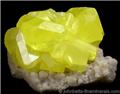 Bright Yellow Sulfur on Aragonite from Agrigento District (Girgenti), Sicily, Italy